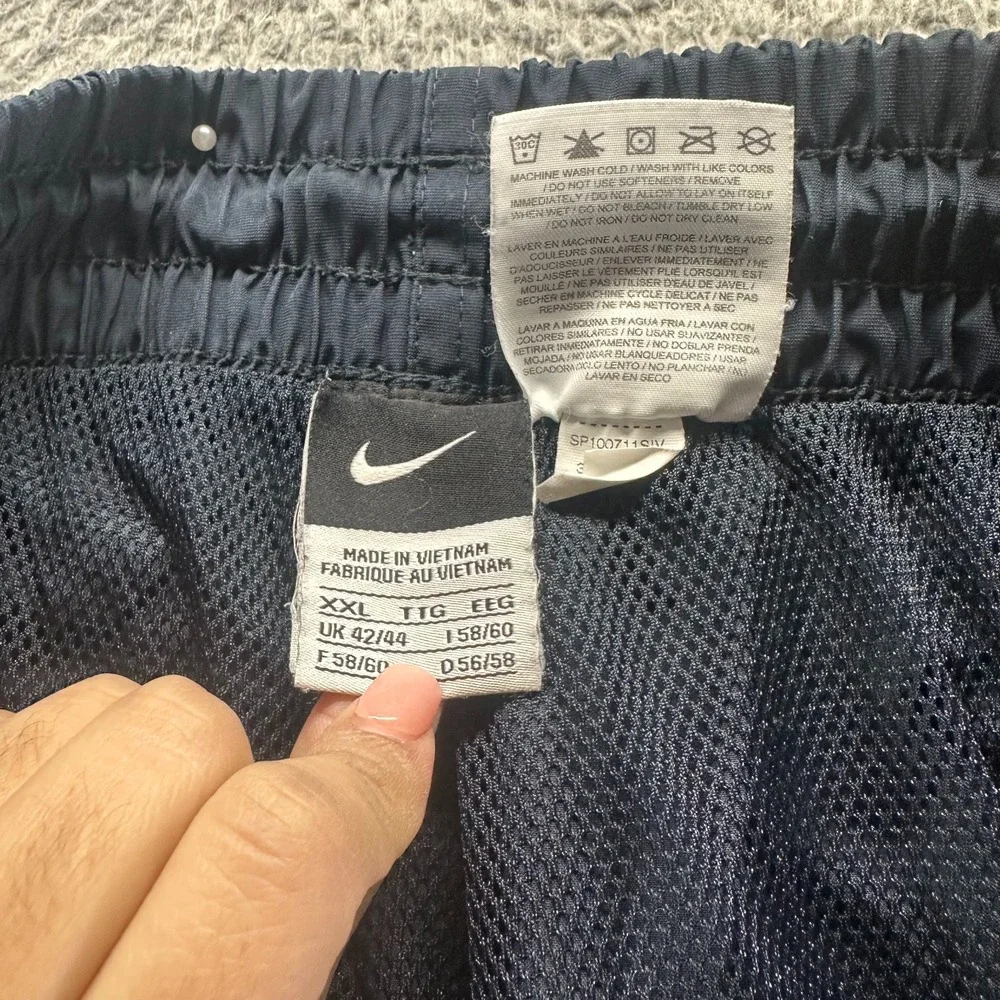 VTG Nike Pant Men XXL Blue Polyester Track Straight Swoosh Logo Lined Activewear